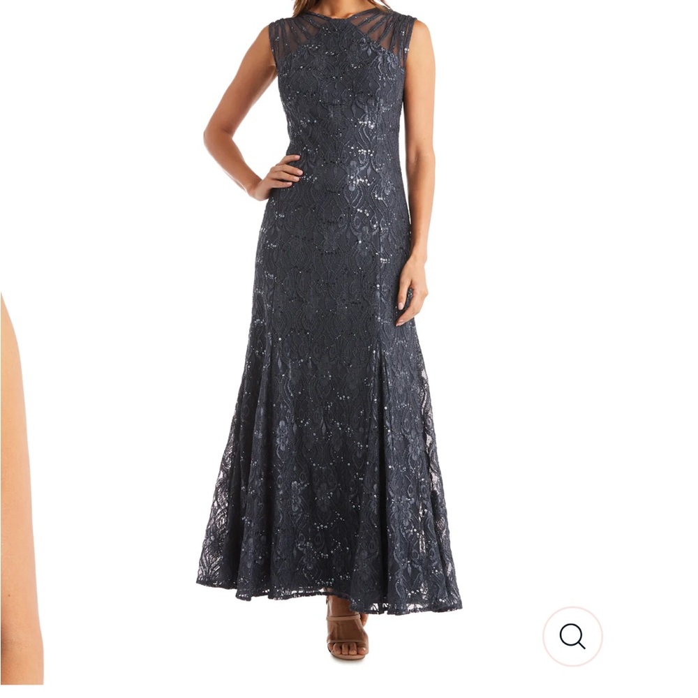 Beautiful Sequined lace gown with Sheer Inserts